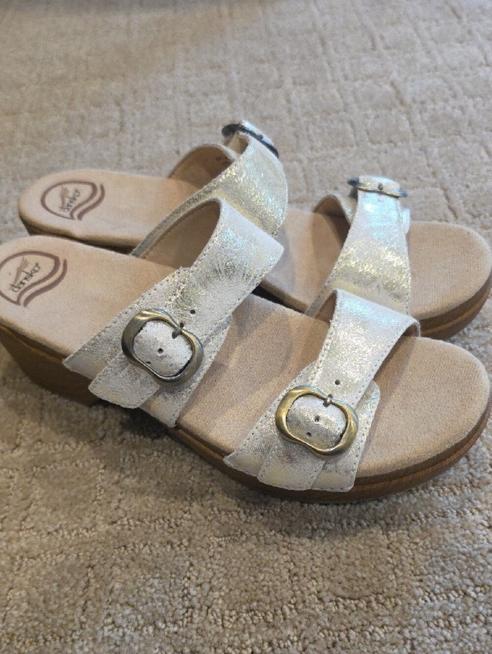 Dansko Sophie White Leather Double-Buckle Clog Mule Size 10.5 Or Euro 41 Leather - Picture 4 of 8